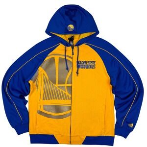Adidas Golden State Warriors Hoodie Jacket Zip Blue Yellow NBA Basketball Large